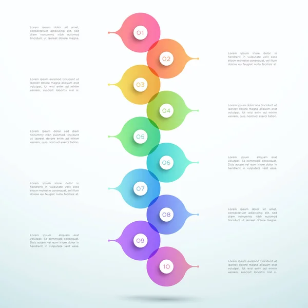 Soyut Vektör 3d Yığılmış 10 Adım Daire Bilgi Grafiği