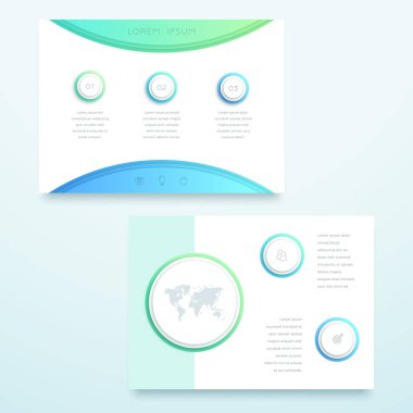 Vektör Mavi 3d Yatay Sayfa ŞablonU Bilgi Grafiği