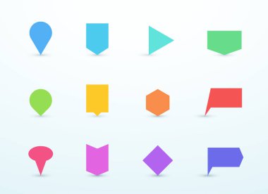 Vektör 3d Renkli Düşünce Bubble Shapes Set