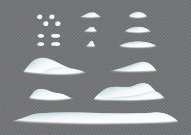 Kar Yığını Kış Snowdrift 3d İllüstrasyon Vektör Elemanları Seti