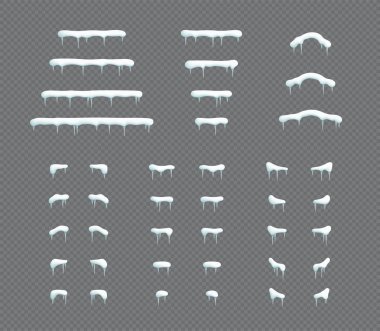 Kar Kap Icicle Kış 3d İllüstrasyon Vektör Elemanları Seti