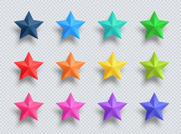 Realistic Star Colorful Vector Illustration Elements Set — Stock Vector