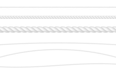 Halat String Beyaz Gerçekçi Vektör Çizim Seti