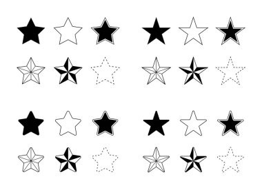 Yıldız Vektör simgeler kümesi düz tek renk kalın ve anahatlar