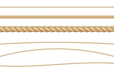 Halat String Doğal Gerçekçi Vektör İllüstrasyon Seti