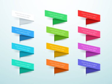 Şerit Etiketler 3d 12 Renk Vektör Seti