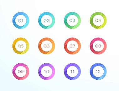 Sayı Madde İşareti Noktası Daire Düz Gölge Simgesi Vektör 12 Set