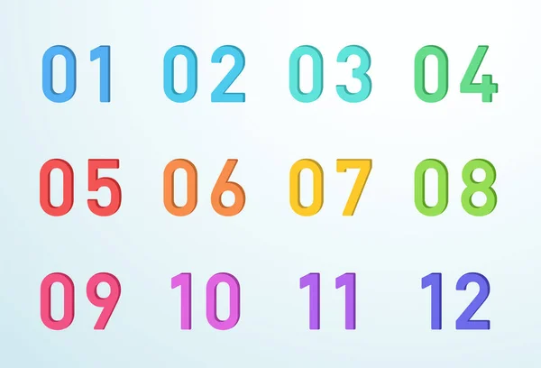 Numéros Découpage Colorés Bullet Point Vecteur — Image vectorielle