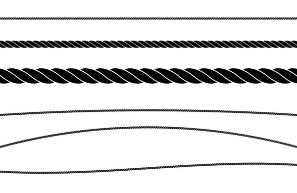 Rope String Flat Single Color Vector Illustration Set — Stock Vector