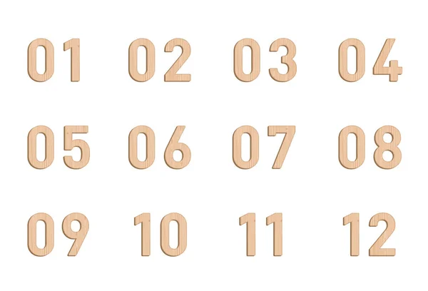 Wooden Number Elements Set Vector Illustration — Stock Vector