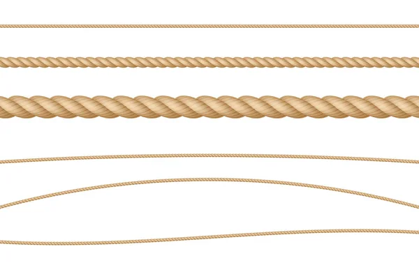 Cuerda Cuerda Natural Realista Vector Illustration Set — Vector de stock