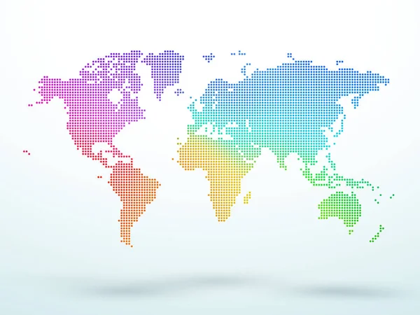 Mapa Mundo Feito Dos Pontos Gráficos Coloridos Vetor Gradiente — Vetor de Stock