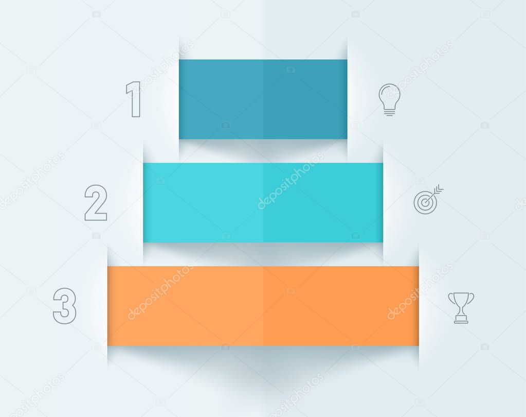 Pyramid Ribbon Banners Number 1, 2, 3 Colorful Infographic