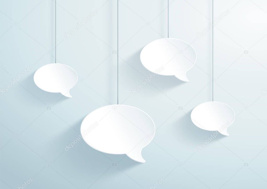 Speech Bubbles Hanging On Strings 3d White Vector