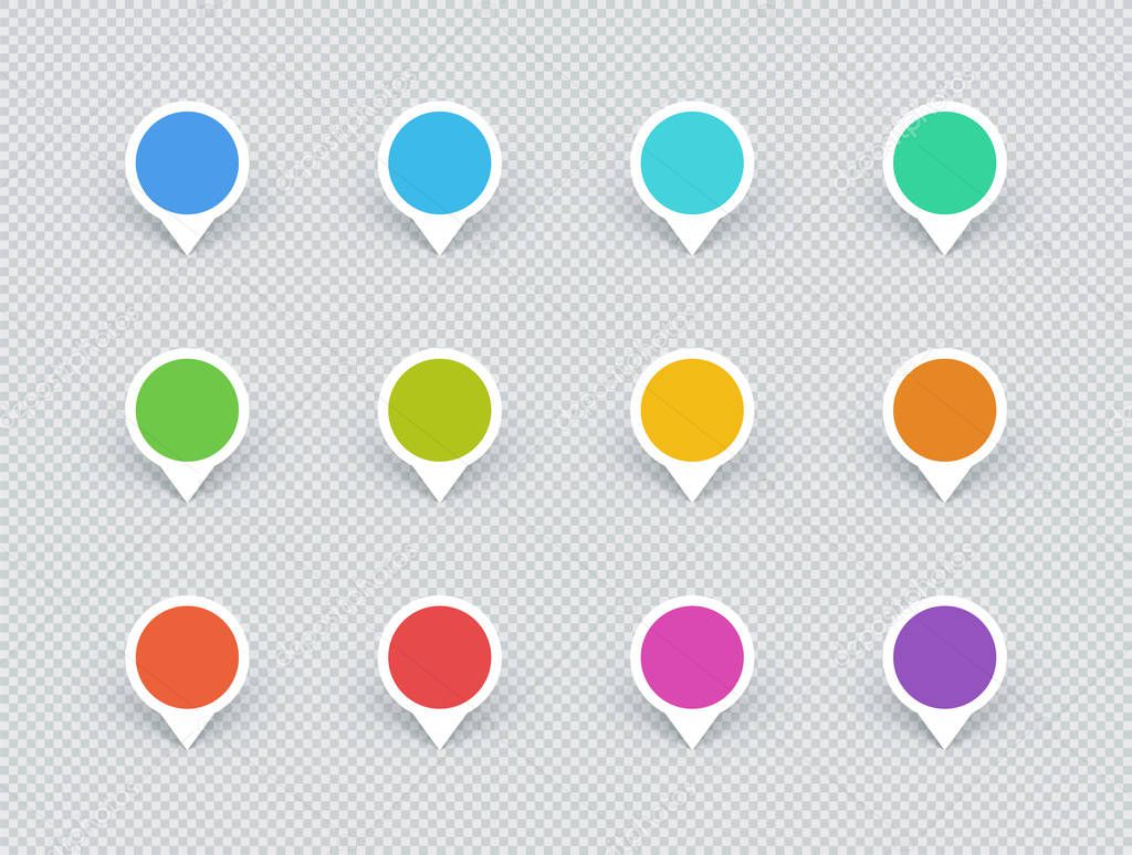 Marker Circle Label Sign Shapes Colorful 3d Vector Set