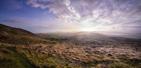 Beau Coucher Soleil Brumeux Pied Mont Gabriel West Cork Irlande — Photo