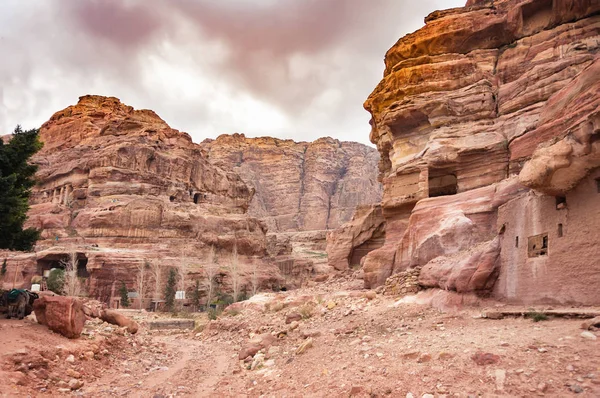 Antigua Ciudad Rocosa Abandonada Petra Jordania Petra Una Las Nuevas — Foto de Stock