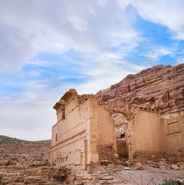 Antigua Ciudad Rocosa Abandonada Petra Jordania Petra Una Las Nuevas — Foto de Stock