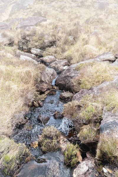 Pedras em água corrente em um riacho de rio de montanha — Fotografia de Stock