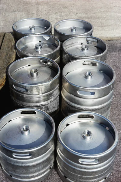 Aluminum beer barrels — Stock Photo, Image
