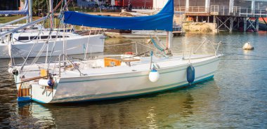 Limanda beyaz bir yat.