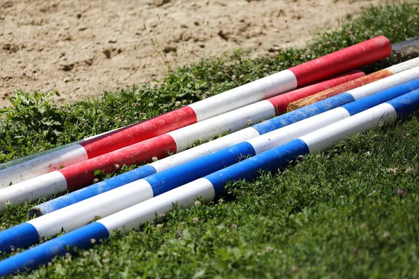 Multi Colored Image Show Jumping Poles Show Jumping Arena Wooden — Stock Photo, Image