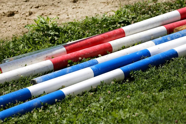 Multi Colored Image Show Jumping Poles Show Jumping Arena Wooden — Stock Photo, Image