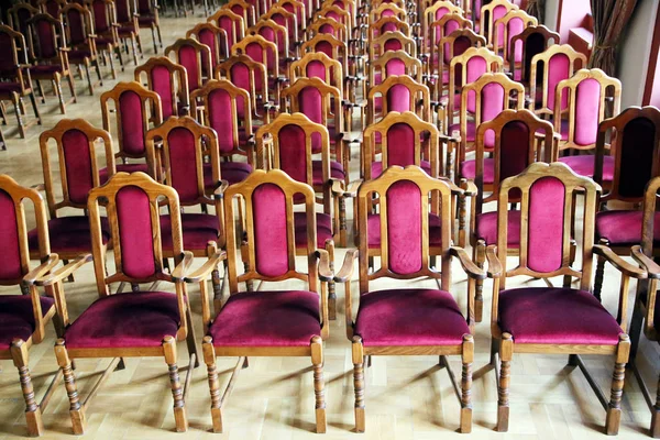 Interior Teatro Artes Sem Pessoas Auditório Com Cadeiras Vermelhas Vazias — Fotografia de Stock