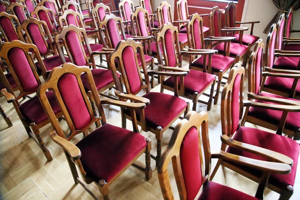 Interior Teatro Artes Sem Pessoas Auditório Com Cadeiras Vermelhas Vazias — Fotografia de Stock