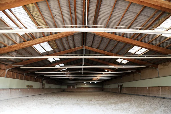 Vue Dans Manège Intérieur Pour Chevaux Cavaliers École Équitation Est — Photo