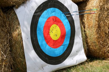 Hedef yüz ile çekim çok pratik. Okçuluk aralığı yaz aylarında açık hava açık konumda hedefte kullanılan okçuluk