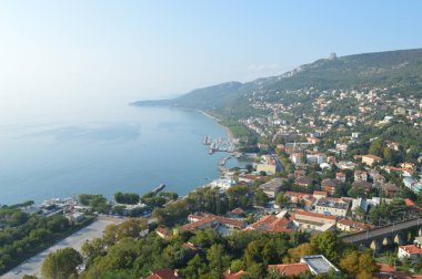 Hırvatistan yaz aylarında limanda Rijeka Fiume panoramik fotoğraf