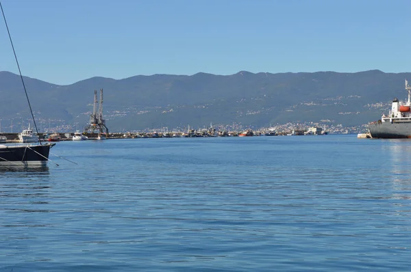 Panoráma Fotó Rijeka Fiume Kikötő Nyáron Horvátország — Stock Fotó