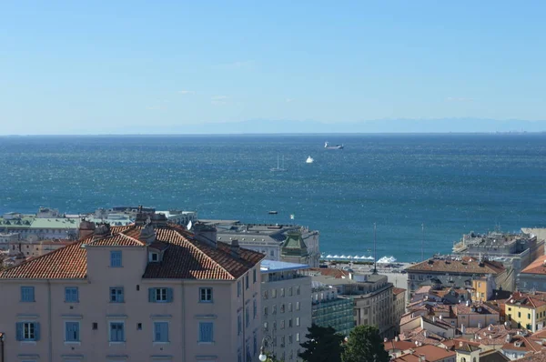 Panoráma Fotó Rijeka Fiume Kikötő Nyáron Horvátország — Stock Fotó