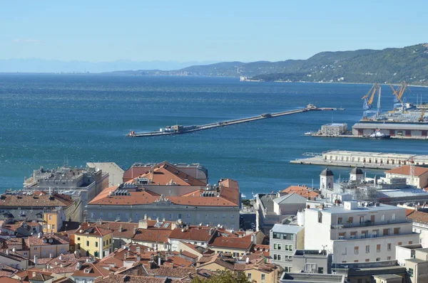 Panoráma Fotó Rijeka Fiume Kikötő Nyáron Horvátország — Stock Fotó