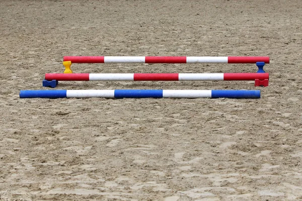 Barriers hurdles on the playground at a rural riding school — Stock Photo, Image