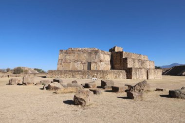 Meksika Maya şehri Oaxaca şehri yakınlarındaki Monte Alban 'da harabe.
