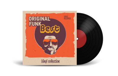 Gerçekçi vinil kapağı Mockup kaydıyla. Disko parti. Retro tasarımı. Önden Görünüm