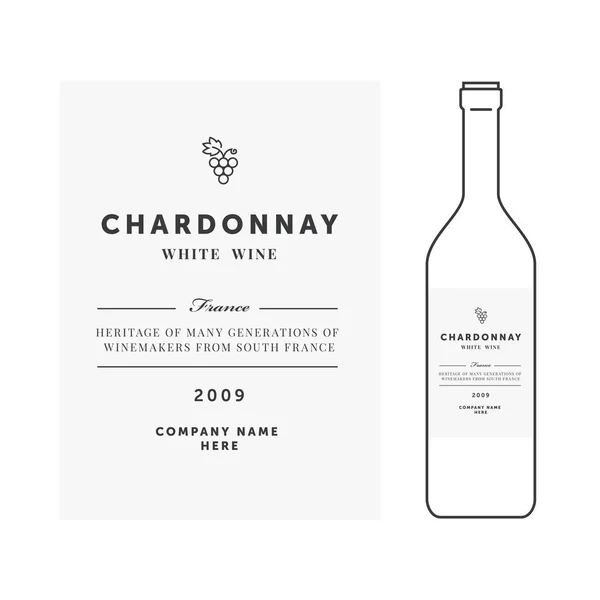 Weißweinetikett. Vektor Premium-Vorlage. sauberes und modernes Design. Sorte Chardonnay. — Stockvektor