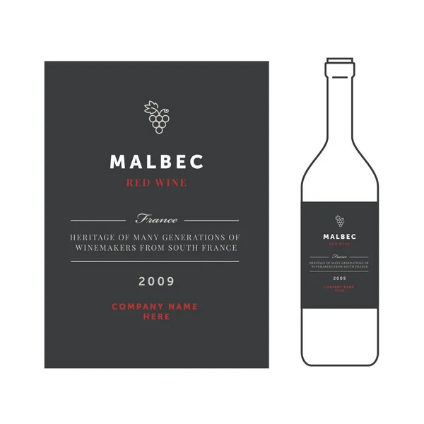 Rotweinetiketten. Vektor Premium Template gesetzt. sauberes und modernes Design. Malbec-Traubensorte. — Stockvektor