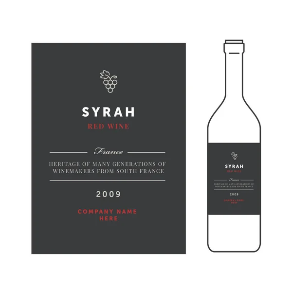 Rotweinetiketten. Vektor Premium Template gesetzt. sauberes und modernes Design. Syrah-Traubensorte. — Stockvektor