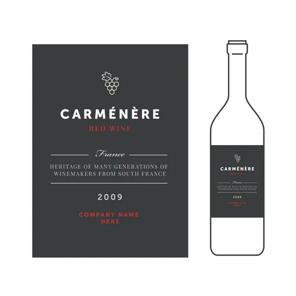 Rotweinetiketten. Vektor Premium Template gesetzt. sauberes und modernes Design. carmenere Traubensorte. — Stockvektor