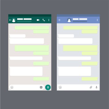 İki mobil messenger örnekler. Sohbet uygulaması şablonu. Modern tasarım. illüstrasyon.