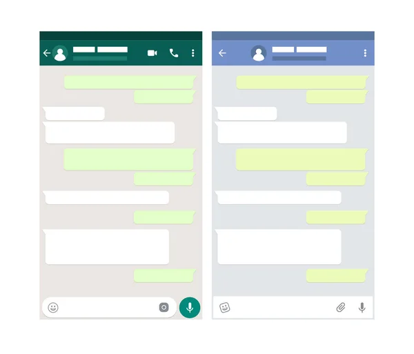 Dos maquetas de mensajeros móviles. Plantilla de aplicación chat. Diseño moderno. ilustración . —  Fotos de Stock