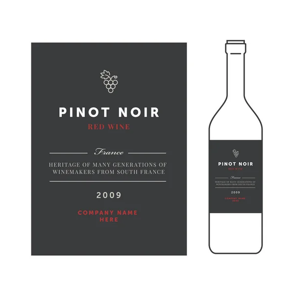 Red wine labels. premium template set. Clean and modern design. Pinot noir grape sort.