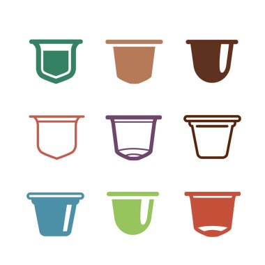Set of the coffee capsules. Vector flat icons clipart