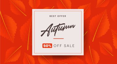 Sonbahar arka plan düzen satış veya promosyon posteri ve çerçeve belgesi veya web afiş alışveriş için yaprakları ile süsleyin. Vektör çizim şablonu.