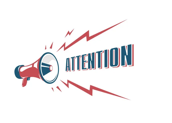 Attention sign with retro megaphone. vintage megaphone isolated on the white background. — Stock Photo, Image