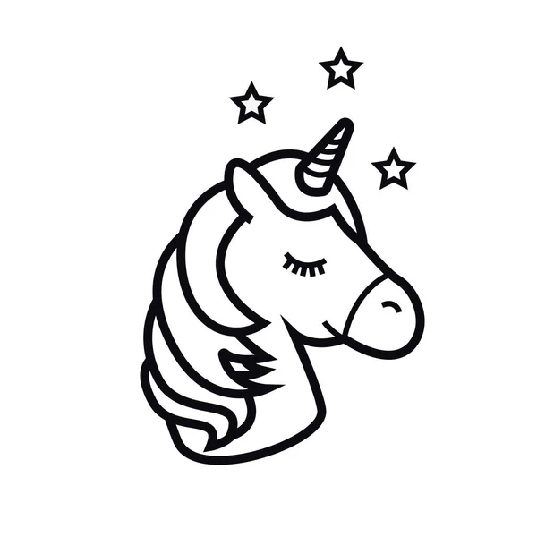 Icono de unicornio aislado sobre fondo blanco. Cabeza del caballo con el cuerno. Fantasía mágica animal. Diseño para niños —  Fotos de Stock