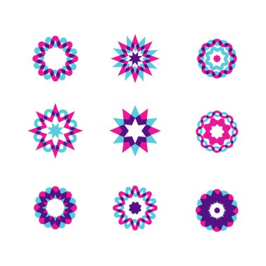 Geometrik daireler ayarlayın. İş işaretler. Tasarım öğeleri için bir işaret, sembol, logo, web, etiket veya amblem.